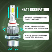 2pcs 9005 18W 1800LM 6000K Water-resistant IP68 Car Auto LED Headlight with 2 COB LED Lamps, DC 9-36V(White Light)