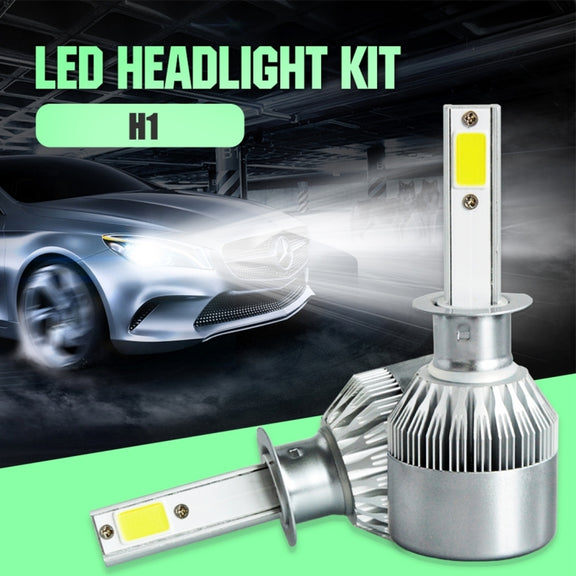 2pcs H1 18W 1800LM 6000K Water-resistant IP68 Car Auto LED Headlight with 2 COB LED Lamps, DC 9-36V(White Light)