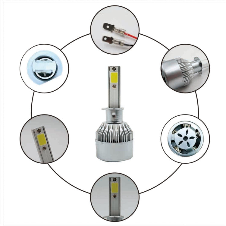 2pcs H1 18W 1800LM 6000K Waterproof IP68 Car Auto LED Headlight with 2 COB LED Lamps, DC 9-36V(White Light) - LED Headlamps by PMC TechLife | Online Shopping South Africa | PMC TechLife | Buy Now Pay Later Mobicred