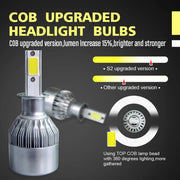 2pcs H3 18W 1800LM 6000K Water-resistant IP68 Car Auto LED Headlight with 2 COB LED Lamps, DC 9-36V(White Light)