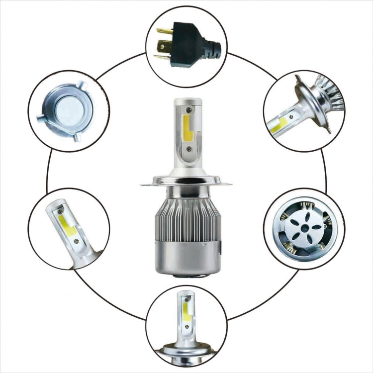 2pcs H4 18W 1800LM 6000K Waterproof IP68 Car Auto LED Headlight with 2 COB LED Lamps, DC 9-36V(White Light) - LED Headlamps by PMC TechLife | Online Shopping South Africa | PMC TechLife | Buy Now Pay Later Mobicred