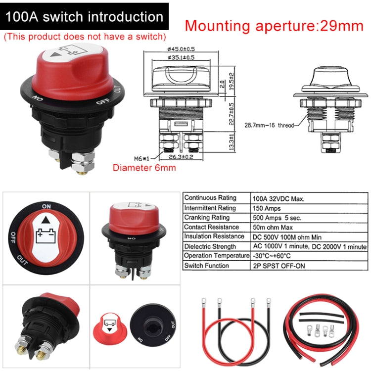 8 AWG Battery Switch Connecting Cable for Car / Motorcycle / Ocean Liner - Booster Cable & Clip by PMC TechLife | Online Shopping South Africa | PMC TechLife | Buy Now Pay Later Mobicred