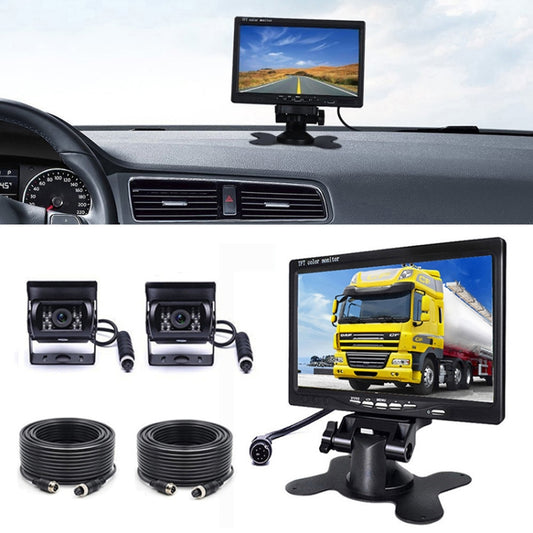 F0505 7 inch HD Car Dual Camera Rearview Mirror Monitor, with 2 x 10m Cable - free shipping - PMC Jewellery - Order now!