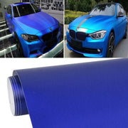 1.52 * 0.5m Water-resistant PVC Wire Drawing Brushed Chrome Vinyl Wrap Car Sticker Automobile Ice Film Stickers Car Styling Matte Brushed Car Wrap Vinyl Film (Dark Blue)