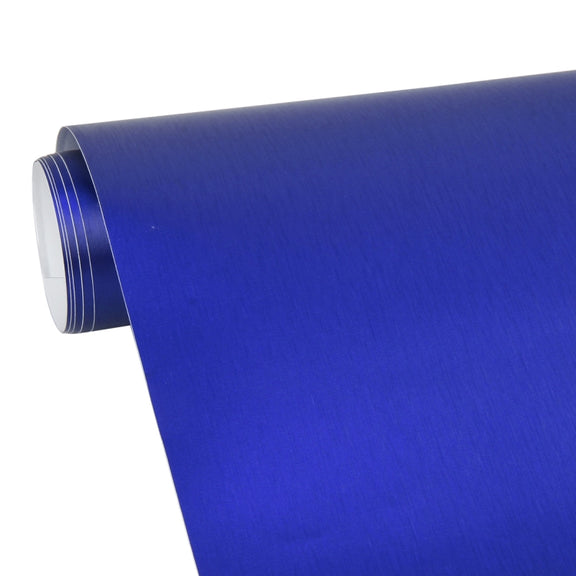 1.52 * 0.5m Water-resistant PVC Wire Drawing Brushed Chrome Vinyl Wrap Car Sticker Automobile Ice Film Stickers Car Styling Matte Brushed Car Wrap Vinyl Film (Dark Blue)