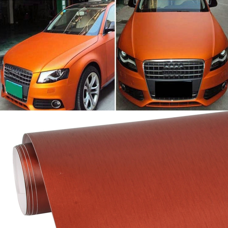 1.52 * 0.5m Waterproof PVC Wire Drawing Brushed Chrome Vinyl Wrap Car Sticker Automobile Ice Film Stickers Car Styling Matte Brushed Car Wrap Vinyl Film (Orange) - Auto Film by PMC Jewellery | Online Shopping South Africa | PMC Jewellery | Buy Now Pay Later Mobicred