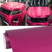 1.52 * 0.5m Water-resistant PVC Wire Drawing Brushed Chrome Vinyl Wrap Car Sticker Automobile Ice Film Stickers Car Styling Matte Brushed Car Wrap Vinyl Film (Magenta)