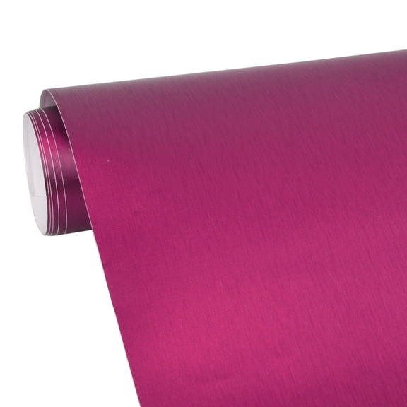 1.52 * 0.5m Water-resistant PVC Wire Drawing Brushed Chrome Vinyl Wrap Car Sticker Automobile Ice Film Stickers Car Styling Matte Brushed Car Wrap Vinyl Film (Magenta)
