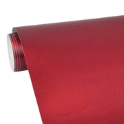1.52 * 0.5m Water-resistant PVC Wire Drawing Brushed Chrome Vinyl Wrap Car Sticker Automobile Ice Film Stickers Car Styling Matte Brushed Car Wrap Vinyl Film (Red)