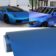 1.52 * 0.5m Water-resistant PVC Wire Drawing Brushed Chrome Vinyl Wrap Car Sticker Automobile Ice Film Stickers Car Styling Matte Brushed Car Wrap Vinyl Film (Blue)