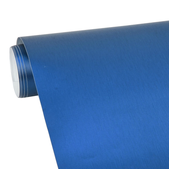 1.52 * 0.5m Water-resistant PVC Wire Drawing Brushed Chrome Vinyl Wrap Car Sticker Automobile Ice Film Stickers Car Styling Matte Brushed Car Wrap Vinyl Film (Blue)