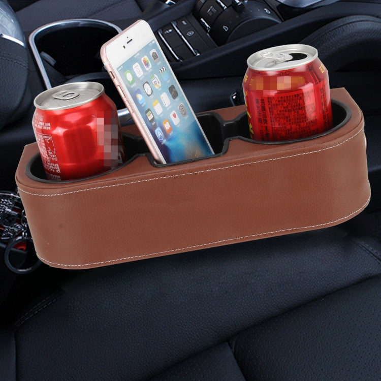 Car Seat Crevice Storage Box Cup Drink Holder Auto Pocket Stowing Tidying for Phone Pad Card Coin Case Car Accessories(Brown)
