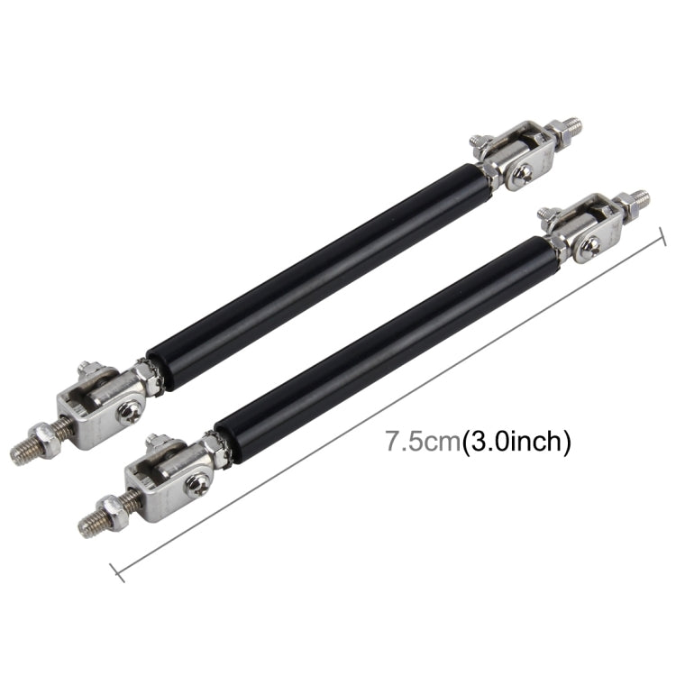 2 PCS Car Modification Large Surrounded By The Rod Telescopic Lever Front and Rear Bars Fixed Front Lip Back Shovel Adjustable Small Rod, Length: 7.5cm(Black)