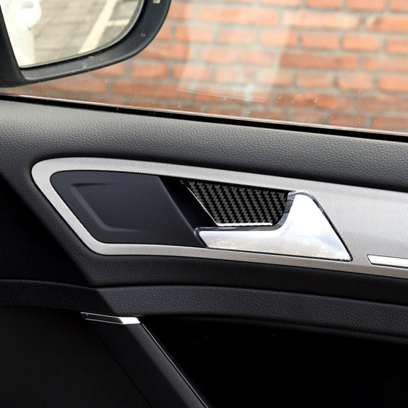 Car Carbon Fiber Door Inner Handle Wrist Panel Decorative Sticker for Volkswagen Golf 7 2013-2017
