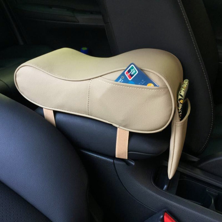 Universal Car PU Leather and Memory Foam Wrapped Armrest Box Car Armrest Box Mat with Phone Holder Storage Bag & Card Slot (Beige) - Stowing Tidying by PMC Jewellery | Online Shopping South Africa | PMC Jewellery | Buy Now Pay Later Mobicred