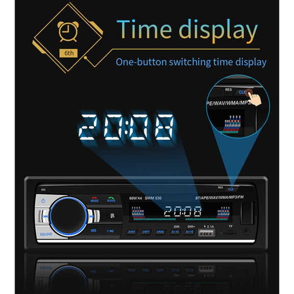 SWM-530 12V Universal Car Dual USB Charger Radio Receiver MP3 Player, Support FM & Bluetooth with Remote Control