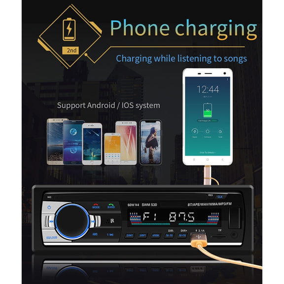 SWM-530 12V Universal Car Dual USB Charger Radio Receiver MP3 Player, Support FM & Bluetooth with Remote Control