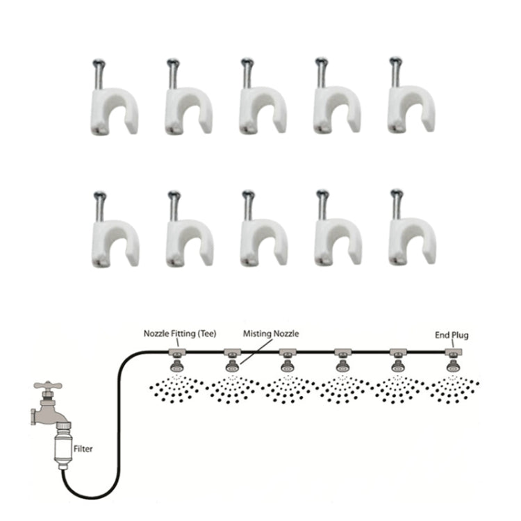 Outdoor Lawn Garden PE Mist Watering Line Misting Cooling System with 6 x Mist Nozzles, Length: 6m (White)