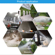Outdoor Lawn Garden PE Hose Mist Watering Line Misting Cooling System with 16 x Mist Nozzles, Length: 12m (Black)
