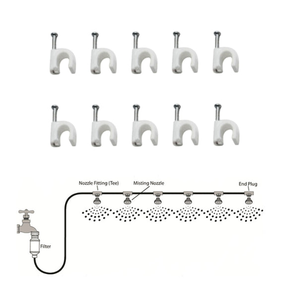 Outdoor Lawn Garden PE Hose Mist Watering Line Misting Cooling System with 16 x Mist Nozzles, Length: 12m (White)