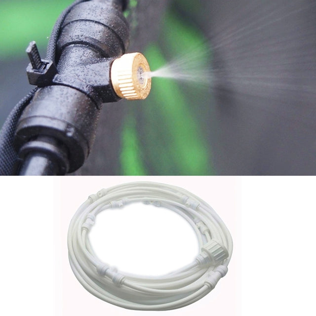 Outdoor Lawn Garden PE Hose Mist Watering Line Misting Cooling System with 21 x Mist Nozzles, Length: 15m (White)