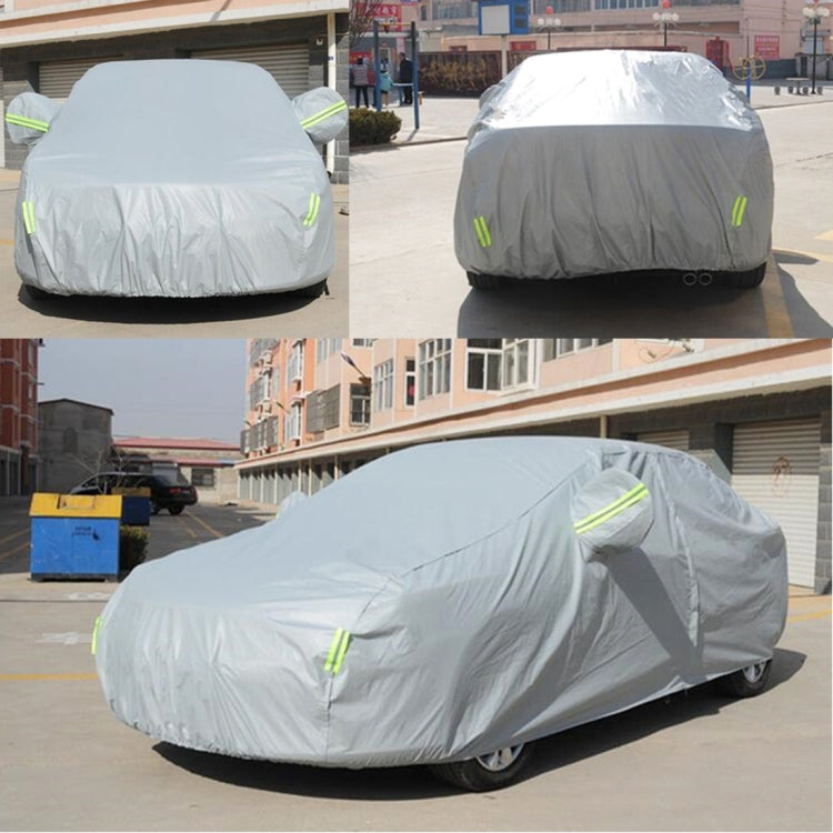 Outdoor Universal Anti-Dust Sunproof 3-Compartment Sedan Car Cover with Warning Strips, Fits Cars up to 5.4m(211 Inches) In Length