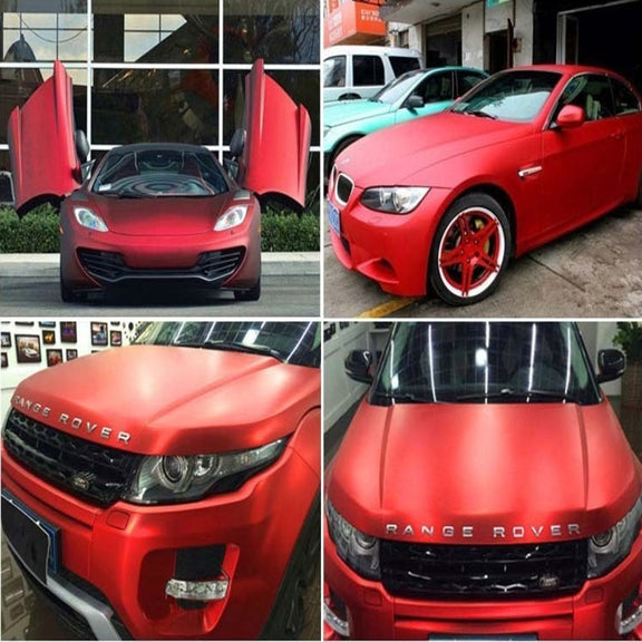 5m * 0.5m Ice Blue Metallic Matte Icy Ice Car Decal Wrap Auto Wrapping Vehicle Sticker Motorcycle Sheet Tint Vinyl Air Bubble Free(Red)