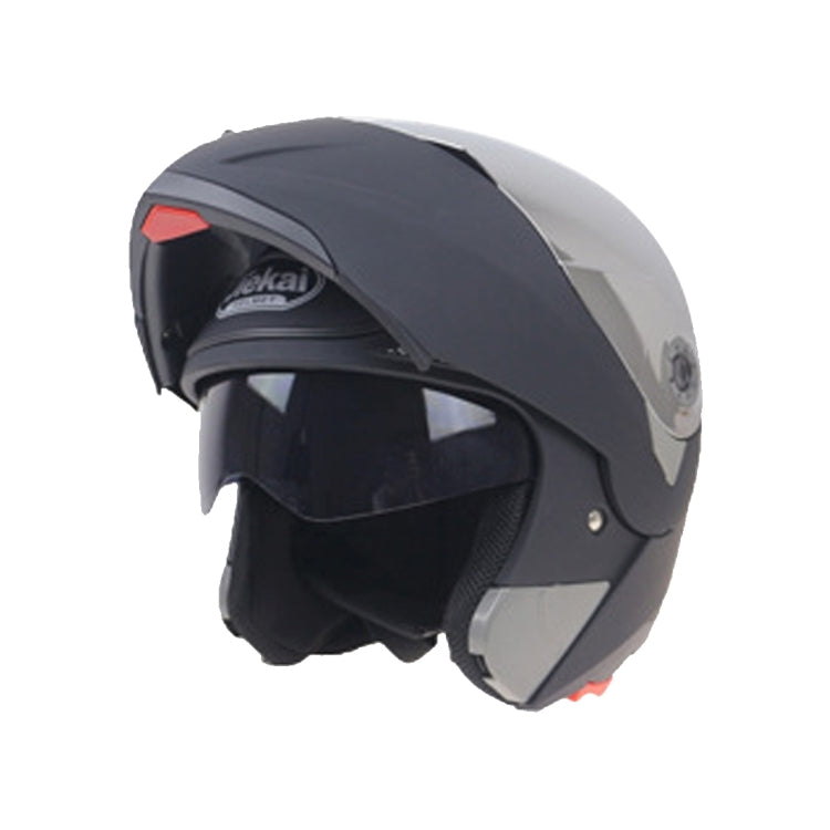 JIEKAI 105 Full Face Helmet Electromobile Motorcycle Double Lens Protective Helmet, Size: M (Matte Black+Silver) - free shipping - PMC Jewellery - Order now!