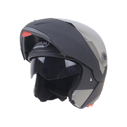 JIEKAI 105 Full Face Helmet Electromobile Motorcycle Double Lens Protective Helmet, Size: M (Matte Black+Silver) - free shipping - PMC Jewellery - Order now!