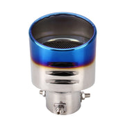 Universal Car Styling Stainless Steel Straight Bolt-on Exhaust Tail Muffler Tip Pipe with Mesh(Blue)
