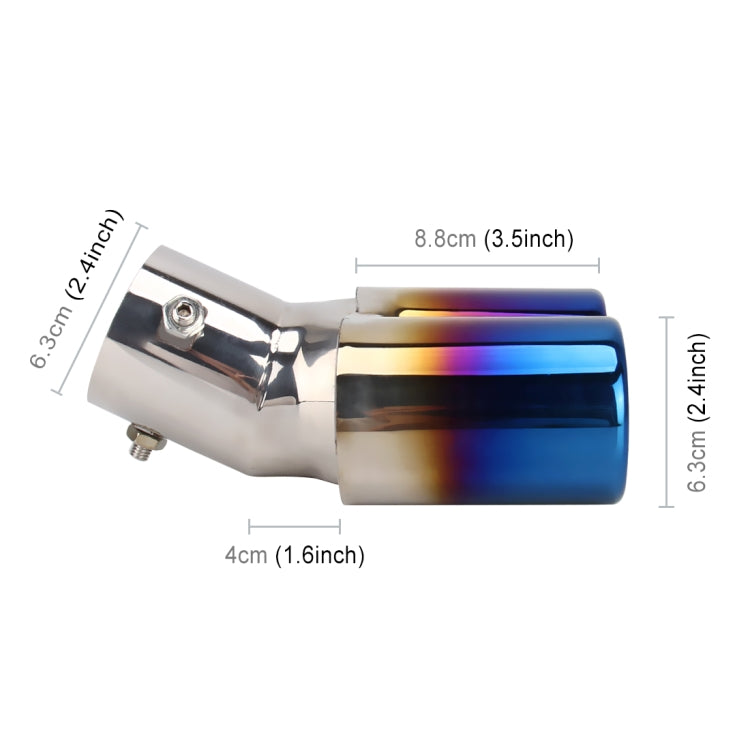 Universal Car Styling Stainless Steel Curved Double Outlets Exhaust Tail Muffler Tip Pipe(Blue) - free shipping - PMC TechLife - Order now!