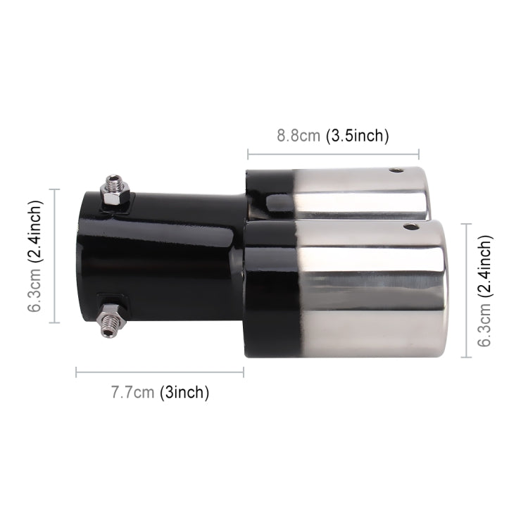 Universal Car Styling Stainless Steel Straight Double Outlets Exhaust Tail Muffler Tip Pipe(Black) - Exhaust Pipes by PMC TechLife | Online Shopping South Africa | PMC TechLife | Buy Now Pay Later Mobicred