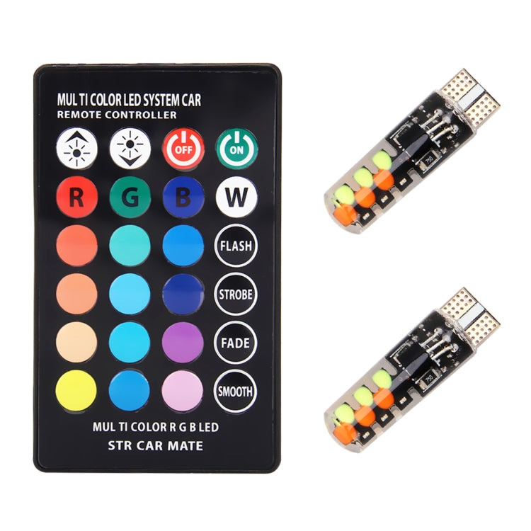 2 PCS W5W 194 T10 Multi Colors COB 12 SMD RGB LED Bulbs with Remote Control Wedge Side Lights License Plate Lamp, DC 12V - free shipping - PMC TechLife - Order now!