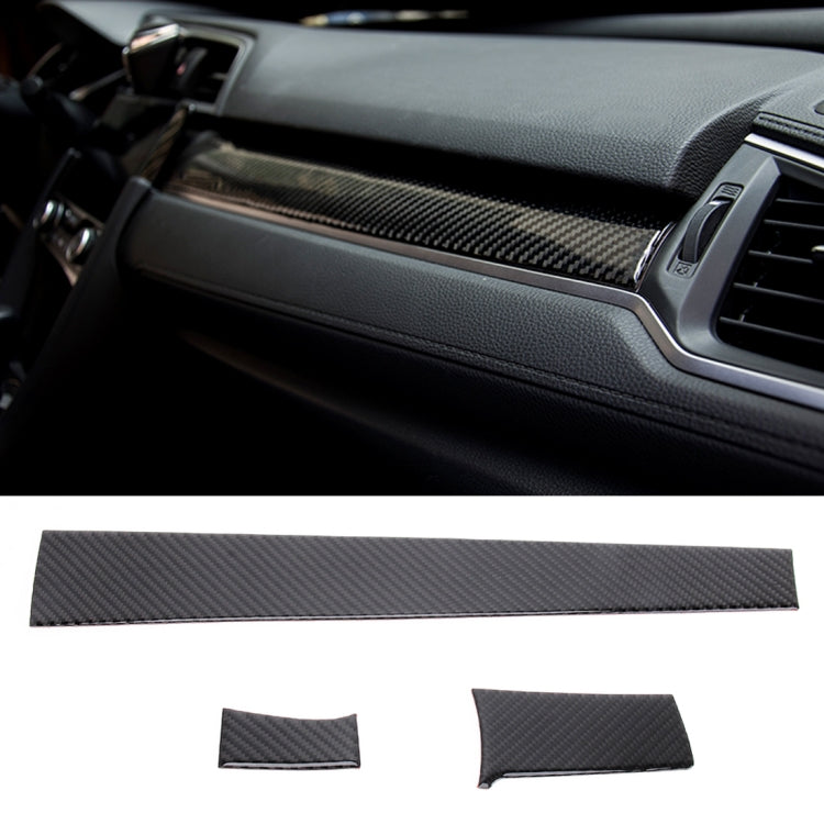 3 in 1 Carbon Fiber Central Control Gears Shift Panel Cover Trim Decals Decorative Sticker for Honda Civic 10th Gen 2016-2019, Left Driving - Car Interior Mouldings by PMC TechLife | Online Shopping South Africa | PMC TechLife | Buy Now Pay Later Mobicred