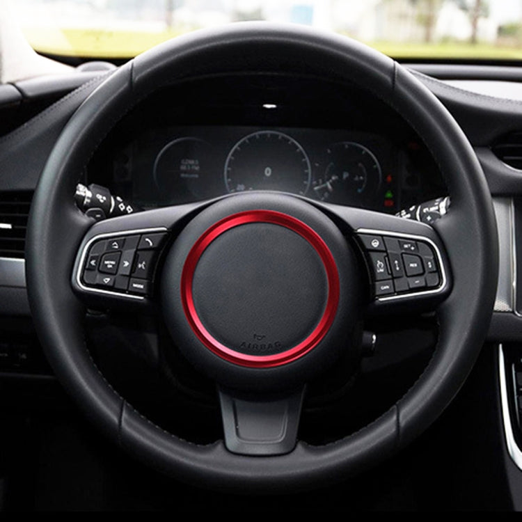 Car Auto Steering Wheel Aluminum Alloy Ring Cover Trim Sticker Decoration for Jaguar(Red) - free shipping - PMC Jewellery - Order now!