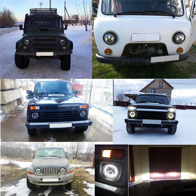 2 PCS 7 inch IP68 Water-resistant 6500K 75W LED Headlight Hi/Lo Beam Driving Lamp for Jeep Wrangler JK TJ LJ