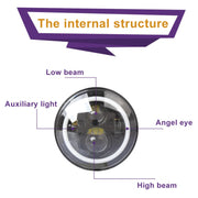 2 PCS 7 inch IP68 Water-resistant 6500K 75W LED Headlight Hi/Lo Beam Driving Lamp for Jeep Wrangler JK TJ LJ