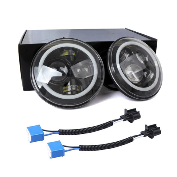 2 PCS 7 inch IP68 Water-resistant 6500K 75W LED Headlight Hi/Lo Beam Driving Lamp for Jeep Wrangler JK TJ LJ