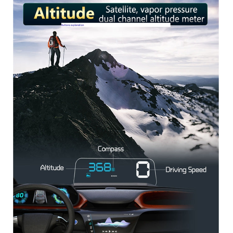 T900 Car GPS HUD Virtual HD Reflection Board Head-up Display, Speed & Driving Distance / Time Display, Over Speed & Voltage & Low Voltage Alarm, Fatigue Driving