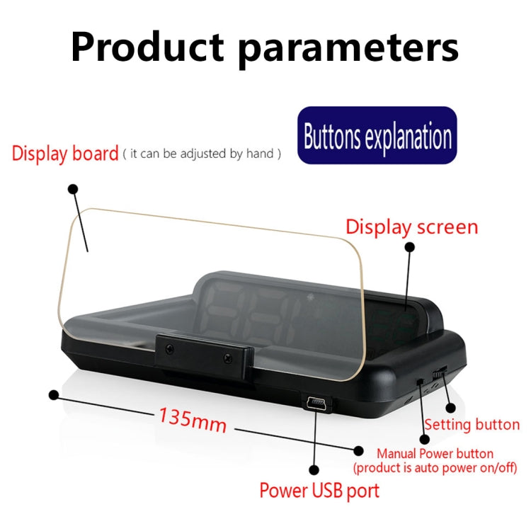 T900 Car GPS HUD Virtual HD Reflection Board Head-up Display, Speed & Driving Distance / Time Display, Over Speed & Voltage & Low Voltage Alarm, Fatigue Driving - Head Up Display System by PMC TechLife | Online Shopping South Africa | PMC TechLife | Buy Now Pay Later Mobicred