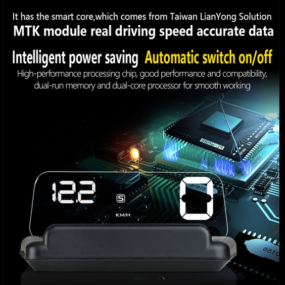 T900 Car GPS HUD Virtual HD Reflection Board Head-up Display, Speed & Driving Distance / Time Display, Over Speed & Voltage & Low Voltage Alarm, Fatigue Driving(White)