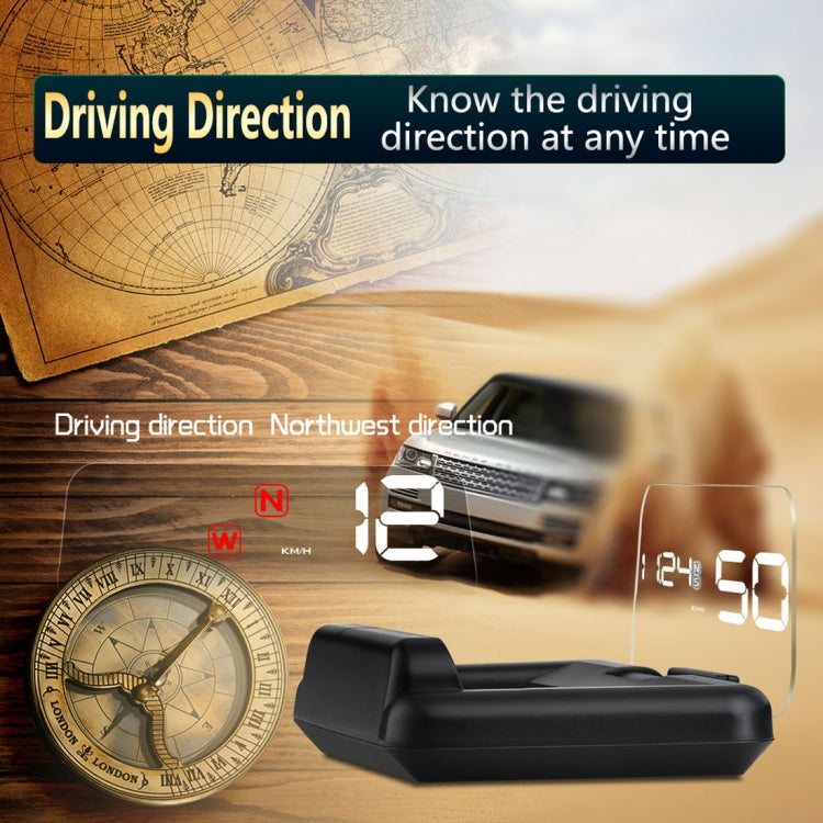 T900 Car GPS HUD Virtual HD Reflection Board Head-up Display, Speed & Driving Distance / Time Display, Over Speed & Voltage & Low Voltage Alarm, Fatigue Driving(White)