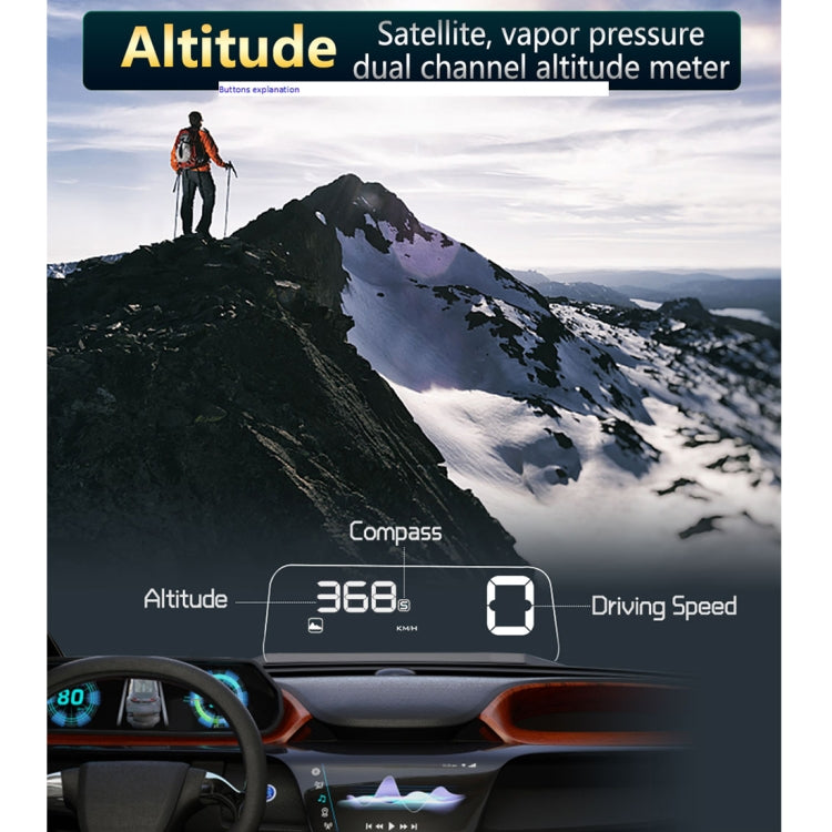 T900 Car GPS HUD Virtual HD Reflection Board Head-up Display, Speed & Driving Distance / Time Display, Over Speed & Voltage & Low Voltage Alarm, Fatigue Driving(White)
