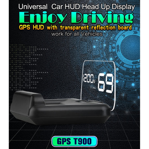 T900 Car GPS HUD Virtual HD Reflection Board Head-up Display, Speed & Driving Distance / Time Display, Over Speed & Voltage & Low Voltage Alarm, Fatigue Driving(White)