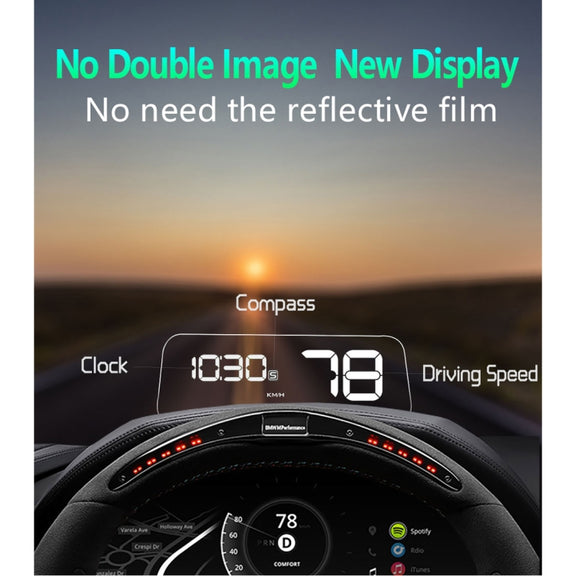 T900 Car GPS HUD Virtual HD Reflection Board Head-up Display, Speed & Driving Distance / Time Display, Over Speed & Voltage & Low Voltage Alarm, Fatigue Driving(White)