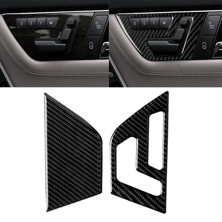 2 PCS Car Carbon Fiber Right Drive Seat Adjustment Panel Decorative Sticker for Mercedes-Benz W204 2007-2013 - Car Interior Mouldings by PMC Jewellery | Online Shopping South Africa | PMC Jewellery | Buy Now Pay Later Mobicred