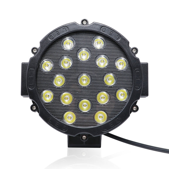 2 PCS 51W 3500LM 6500K White Light  17 LED Water-resistant Car Boat Marine Work Lights Spotlight LED Bulbs, 30 Degrees Adjustable, DC 10-30V(Black)