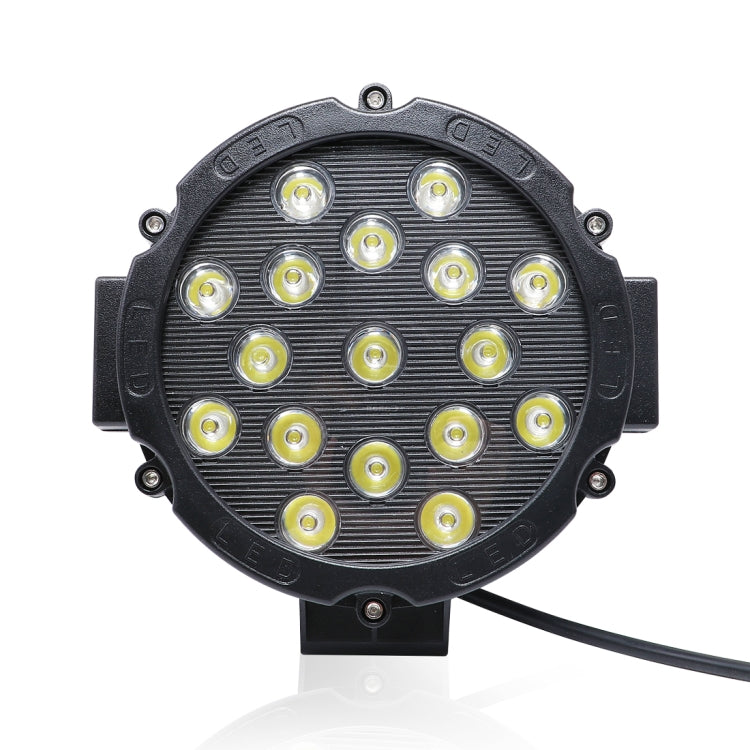 2 PCS 51W 3500LM 6500K White Light  17 LED Water-resistant Car Boat Marine Work Lights Spotlight LED Bulbs, 30 Degrees Adjustable, DC 10-30V(Black)