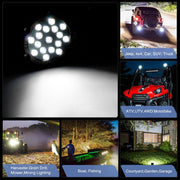 2 PCS 51W 3500LM 6500K White Light  17 LED Water-resistant Car Boat Marine Work Lights Spotlight LED Bulbs, 30 Degrees Adjustable, DC 10-30V(Black)