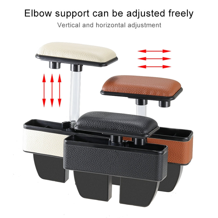 Universal Car Multi-functional Console Side Pocket Seat Gap Side Storage Box with Elbow Support Pad (Beige)